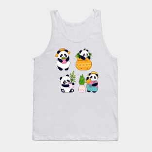 Cute pandas who loves plants Tank Top